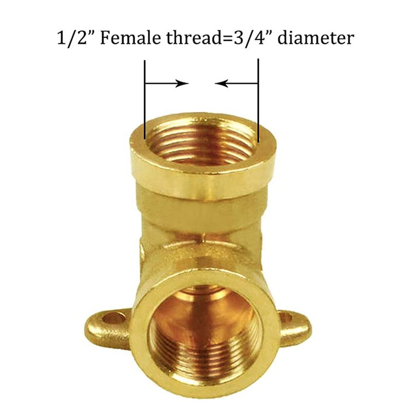 Joywayus Brass 1/2" Female x 1/2" Female 90 Degree Elbow Can Fixed Water Pipe Connector Plumbing with Base Plate - Image 2